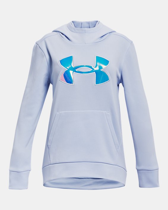 Girls' Armour Fleece® Iridescent Big Logo Hoodie, Blue, pdpMainDesktop image number 0